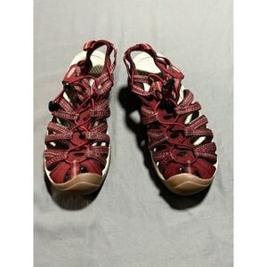 Keen Whisper Dark Red Waterproof Hiking Sandals Womens 8.5 Bungee Lace 1025041